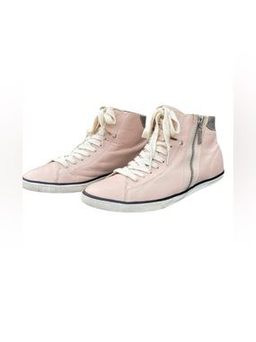 Diesel Women's Light Pink High-Top Sneakers with Cream Laces 8.5